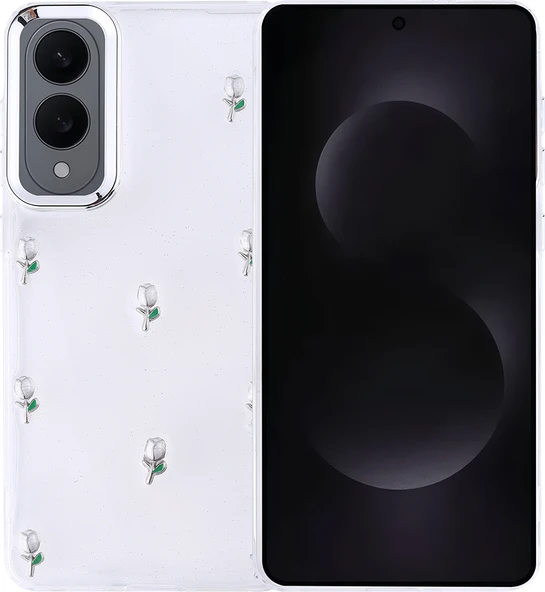 Galaxy S25 Edge Kılıf Airbag Tasarımlı Simli Şeffaf Mnc Kutup Kapak - Lale ürün görseli 1