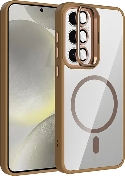 Galaxy S25 Kılıf Standlı ve Kamera Lens Hediyeli M-Safe Şarj Özellikli Mnc Etro Kapak - Desert Tita ürün görseli 1
