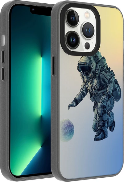 Apple iPhone 13 Pro Kılıf Desenli Mnc Dragon Sert Kapak-Astronot ürün görseli 1