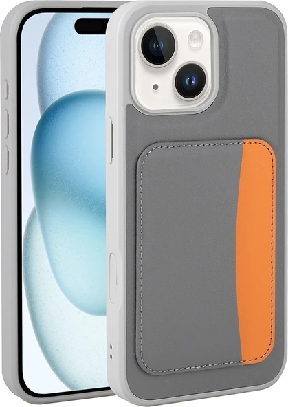 Rengareng iPhone 13 Kılıf Kartlıklı Zore X-Kart Silikon Kapak - Koyu Gri ürün görseli 1