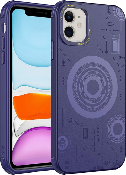 iPhone 11 Uyumlu Mnc Wireless Şarj Özellikli Desenli Hot Kapak-Derin Mor ürün görseli 1