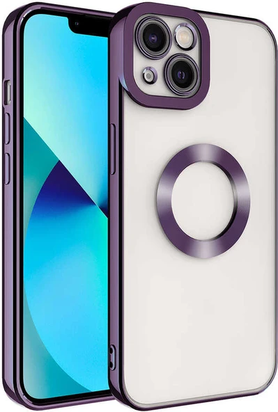 iPhone 14 Uyumlu Kamera Korumalı Logo Gösteren Mnc Omega Kapak-Derin Mor ürün görseli 1