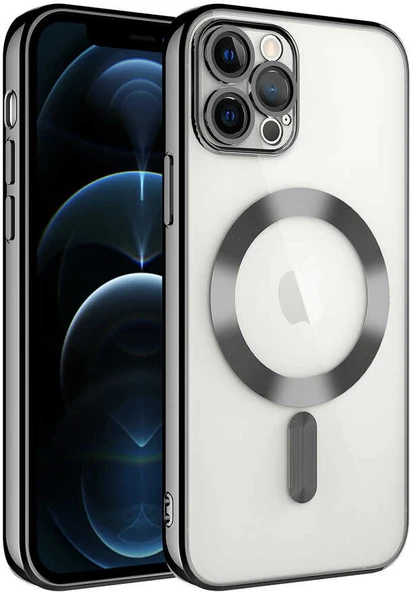 iPhone 11 Pro Max Uyumlu Kamera Korumalı Magsafe Wireless Şarj Özellikli Mnc Demre Kapak-Siyah ürün görseli 1