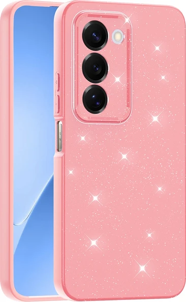 Rengareng Redmi 15 Kılıf Kamera Korumalı Simli Lüks Zore Koton Kapak - Açık Pembe ürün görseli 1