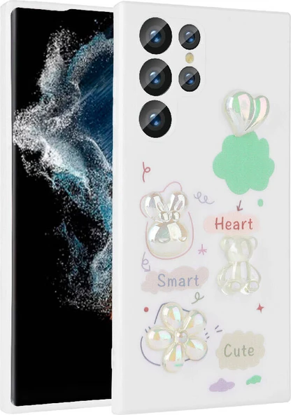 Galaxy S23 Ultra Kılıf Kabartma Figürlü Parlak Mnc Toys Silikon Kapak-Beyaz ürün görseli 1