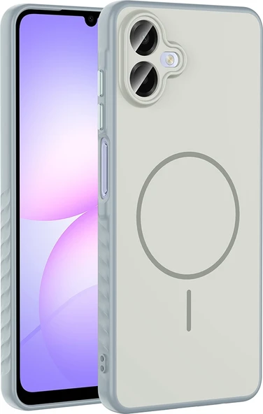 Rengareng Galaxy A07 Kılıf M-Safe Şarj Özellikli Zore Tea Kapak - Gümüş ürün görseli 1