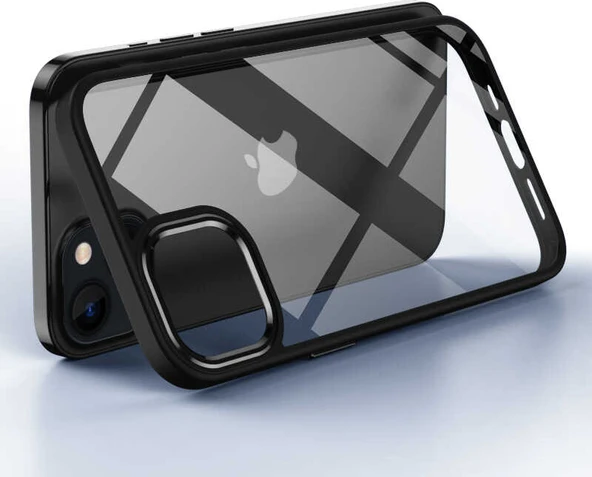 iPhone 13 Pro Max Kılıf Mnc Krom Kapak-Siyah - Resim 2