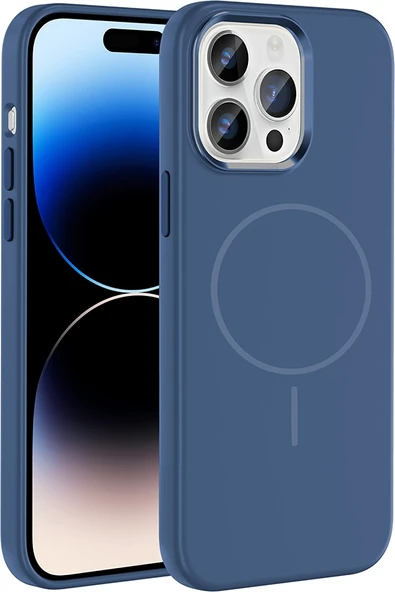 Rengareng iPhone 14 Pro Max Kılıf M-Safe Şarj Özellikli Metal Kamera Çerçeveli Zore Edi Silikon Kapak - Lacive ürün görseli 1