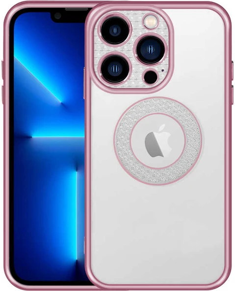 iPhone 13 Pro Kılıf Kamera Korumalı Logo Gösteren Mnc Esta Kapak-Rose Gold ürün görseli 1