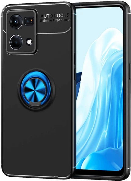 Oppo Reno 7 4g Kılıf Mnc Ravel Silikon Kapak-Siyah-Mavi ürün görseli 1