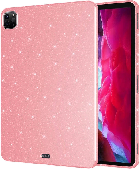 Rengareng iPad Pro 11 2018 Simli Parlak Görünümlü Uyumlu Mnc Tablet Koton Kılıf-Pembe ürün görseli 1