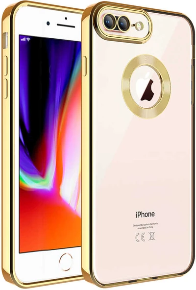Rengareng iPhone 7 Plus Uyumlu Kamera Korumalı Logo Gösteren Mnc Omega Kapak-Gold ürün görseli 1