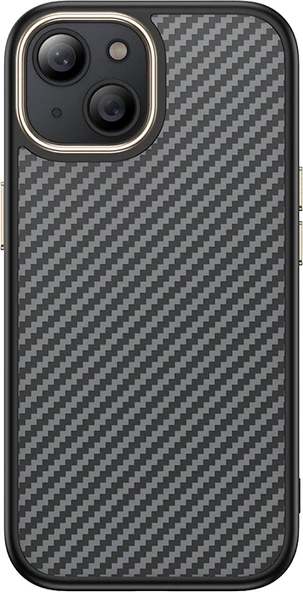 iPhone 15 Kılıf M-Safe Şarj Özellikli Karbon Fiber Görünümlü Mnc Antina Kapak - Gri ürün görseli 1