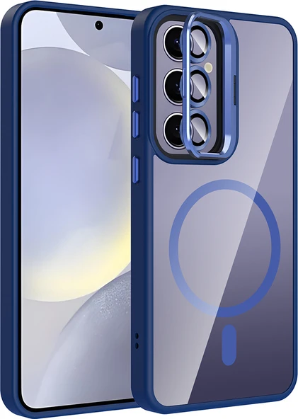 Galaxy S25 Plus Kılıf Standlı ve Kamera Lens Hediyeli M-Safe Şarj Özellikli Mnc Etro Kapak - Lacive ürün görseli 1