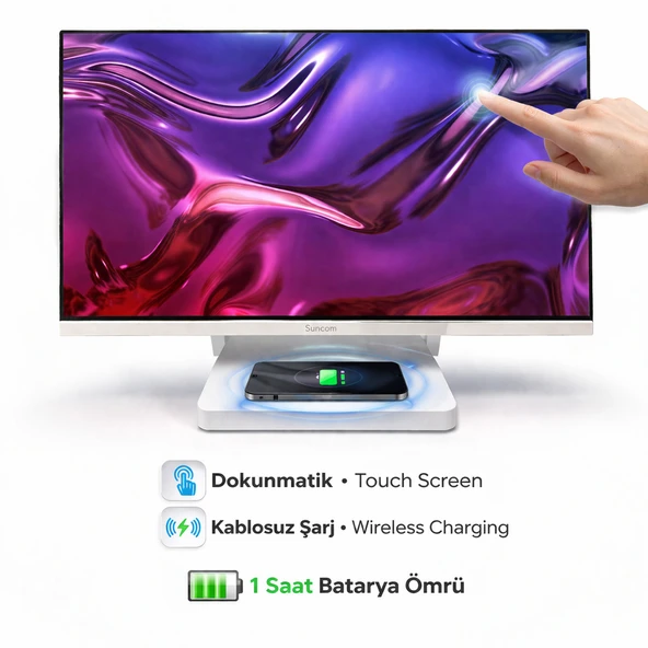 SUNCOM Touch SCA-133T i5-14450H 16GB 512GB SSD O/B Dokunmatik 27" Beyaz DOS All in One PC Bataryali ürün görseli 1