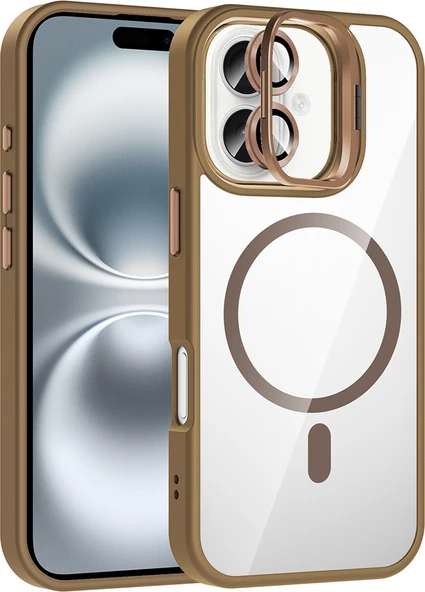 Rengareng iPhone 17 Kılıf Standlı ve Kamera Lens Hediyeli M-Safe Şarj Özellikli Zore Etro Kapak - Desert Titan ürün görseli 1