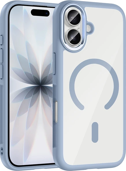 Rengareng iPhone 17 Kılıf M-Safe Şarj Özellikli Metal Kamera Çerçeveli Zore Tiko Kapak - Mavi ürün görseli 1