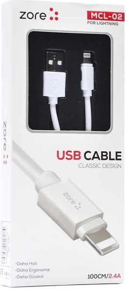 Rengareng Beyaz Mcl-02 Lightning USB Kablo ürün görseli 1