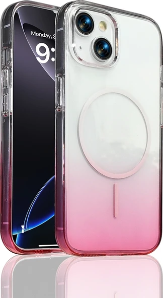 Rengareng iPhone 13 Kılıf M-Safe Şarj Özellikli Zore Septik Silikon Kapak - Pembe ürün görseli 1