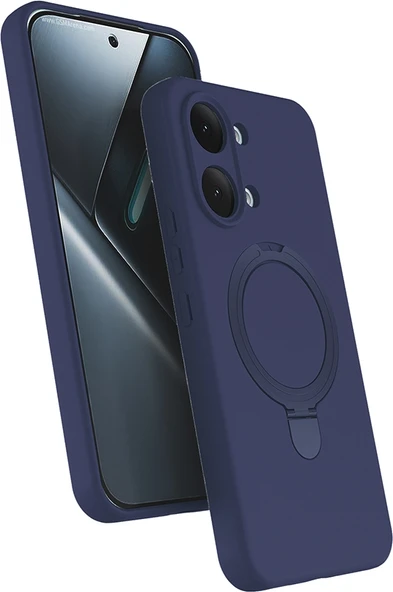 Rengareng Poco X8 Pro Max Kılıf M-Safe Şarj Özellikli Standlı Mnc Samara Kapak - Lacivert ürün görseli 1