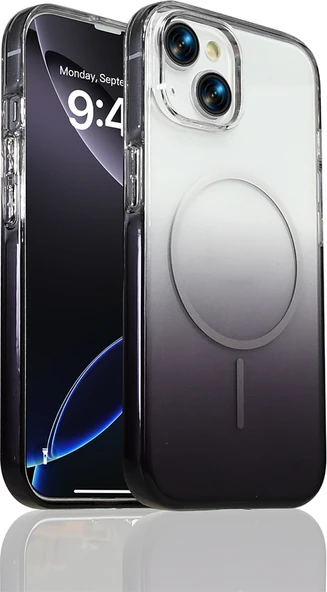 Rengareng iPhone 13 Kılıf M-Safe Şarj Özellikli Zore Septik Silikon Kapak - Siyah ürün görseli 1