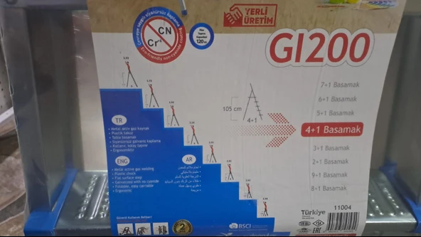 GALVENİZ KAPLAMA MERDİVEN 4+1 BASAMAKLI - Resim 2