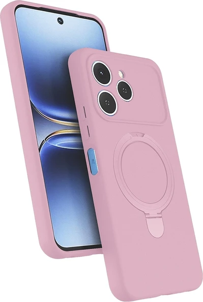 Rengareng Tecno Spark 40 Kılıf M-Safe Şarj Özellikli Standlı Zore Samara Kapak - Pembe ürün görseli 1