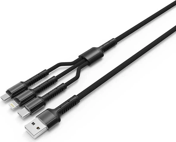 Rengareng Siyah LC93 3 In 1 USB Kablo ürün görseli 1