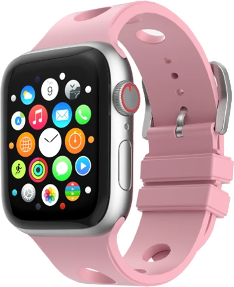 Rengareng Watch 38MM Delikli Tasarım Zore KRD-147 Silikon Kordon - Pembe ürün görseli 1