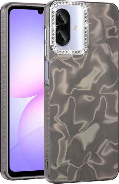Rengareng Galaxy A07 Kılıf Airbagli Parlak Taş Detay Tasarımlı Zore Esila Kapak - Siyah ürün görseli 1