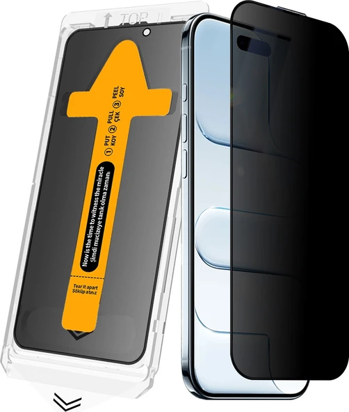 Rengareng iPhone 17 Pro Mnc 2.5d Oliv Privacy Temperli Cam Ekran Koruyucu + Kolay Uygulama Aparatı - Siyah ürün görseli 1