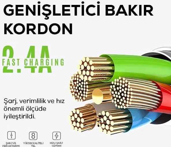 Rengareng Beyaz LS32 Type-C USB Kablo - Resim 2