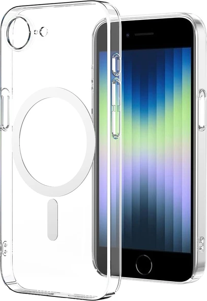 Rengareng iPhone 17E Kılıf Zore M-Safe Şarj Özellikli Şeffaf Kamera Çerçeveli Porto Kapak - Şeffaf ürün görseli 1