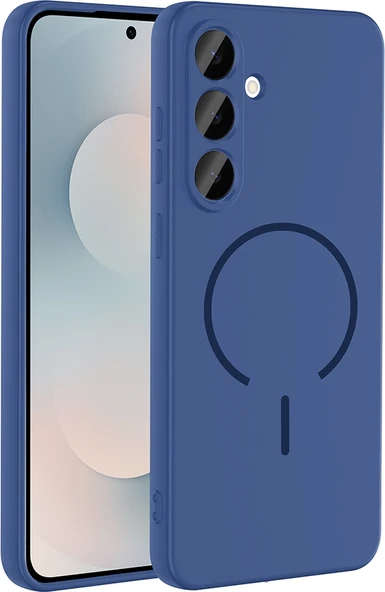 Rengareng Galaxy S26 Plus Kılıf M-Safe Şarj Özellikli Zore Meta Kapak - Lacivert ürün görseli 1