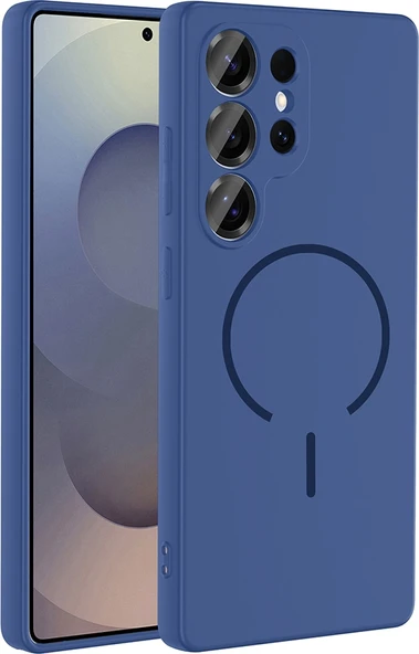 Rengareng Galaxy S26 Ultra Kılıf M-Safe Şarj Özellikli Zore Meta Kapak - Lacivert ürün görseli 1