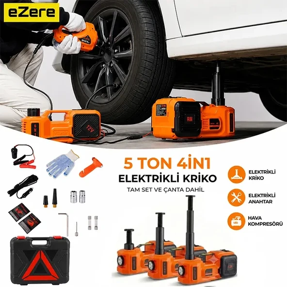 Nevamel® EZERE PowerLift Pro 5 Ton Çok Fonksiyonlu Elektrikli Hidrolik Kriko Lift Kaldırma / Kompresör / Bijon Sökme / L ürün görseli 1