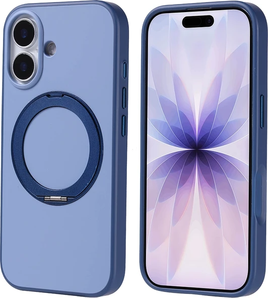 Rengareng iPhone 17 Kılıf M-Safe Şarj Özellikli Standlı Mnc Proton Silikon Kapak - Lacivert ürün görseli 1