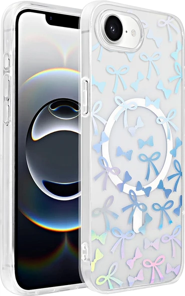 Rengareng iPhone 17E Kılıf M-Safe Şarj Özellikli Şeffaf Zore Folk Sert Kapak - Fiyonk ürün görseli 1