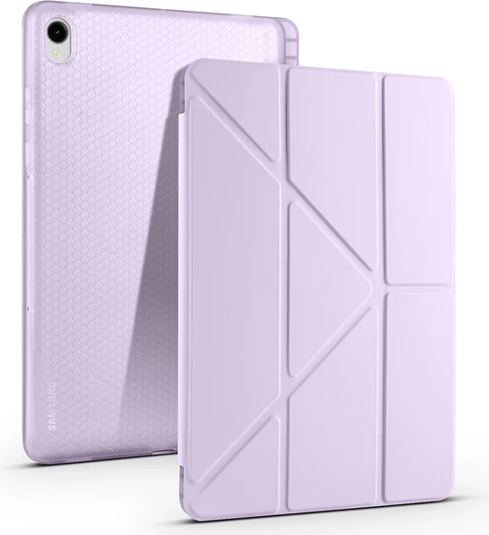 Rengareng Galaxy Tab S11 Kılıf Zore Tri Folding Kalem Bölmeli Standlı Kılıf - Lila ürün görseli 1