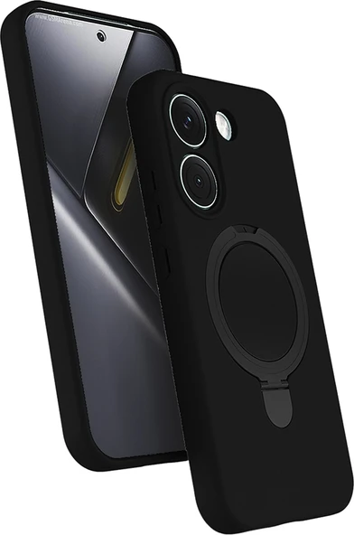 Rengareng Poco X8 Pro Kılıf M-Safe Şarj Özellikli Standlı Mnc Samara Kapak - Siyah ürün görseli 1