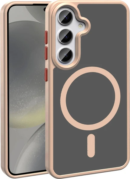 Rengareng Galaxy S25 Kılıf M-Safe Şarj Özellikli Mat Arka Yüzey Mnc Sio Kapak - Rose Gold ürün görseli 1