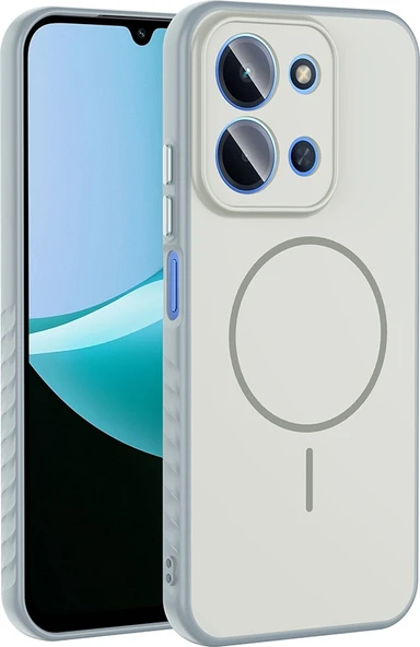 Rengareng Redmi 15C Kılıf M-Safe Şarj Özellikli Zore Tea Kapak - Gümüş ürün görseli 1