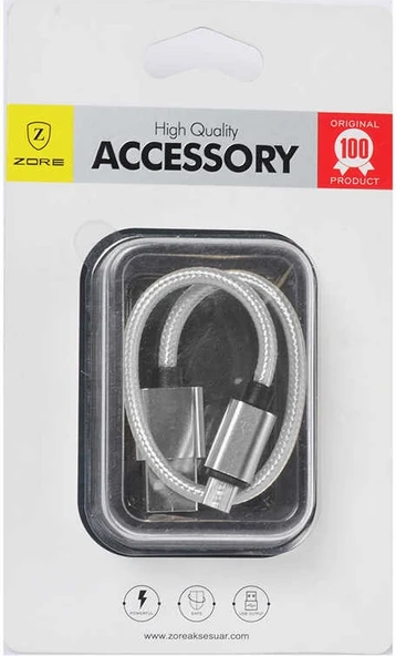 Rengareng Gri 30 cm Halat Micro USB Kablo - Resim 2