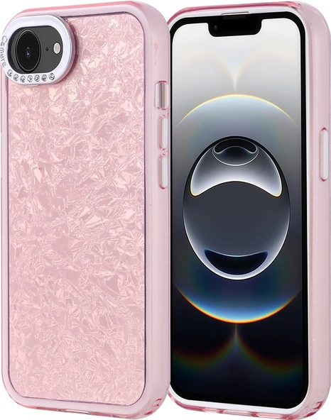 Rengareng iPhone 17E Kılıf Taşlı Tasarımlı Zore Kapi Kapak - Pembe ürün görseli 1