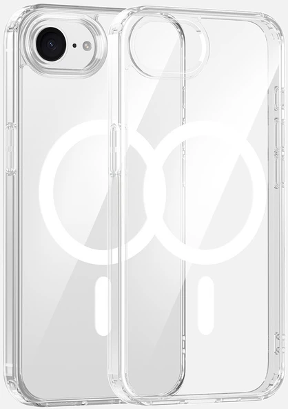 Rengareng iPhone 17E Kılıf M-Safe Şarj Özellikli Şeffaf Sert Pc Zore Embos Kapak - Şeffaf ürün görseli 1