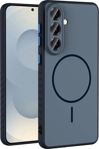 Rengareng Galaxy S26 Plus Kılıf M-Safe Şarj Özellikli Zore Tea Kapak - Lacivert ürün görseli 1