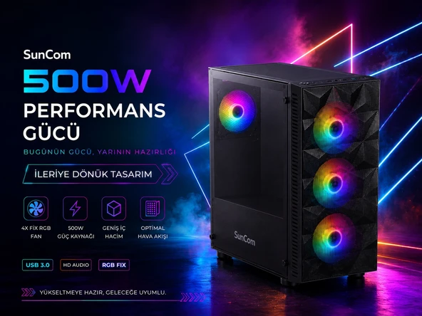 SUNCOM Ready SCR-001 i5-12400 16GB 512GB SSD O/B DOS Masaüstü PC ürün görseli 1