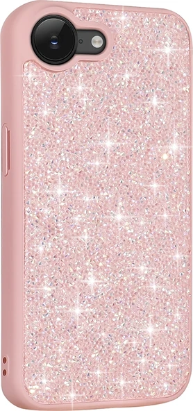 Rengareng iPhone 17E Kılıf Parlak Taşlı Tasarım Zore Pırlanta Kapak - Pembe ürün görseli 1
