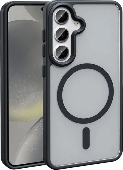 Rengareng Galaxy S25 Fe Kılıf M-Safe Şarj Özellikli Mat Arka Yüzey Mnc Sio Kapak - Siyah ürün görseli 1