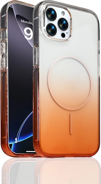 Rengareng iPhone 14 Pro Max Kılıf M-Safe Şarj Özellikli Zore Septik Silikon Kapak - Turuncu ürün görseli 1